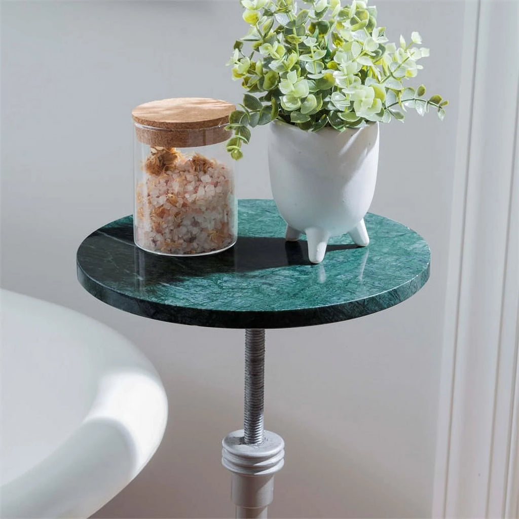 Adjustable Metal and Green Marble Accent Table O320030