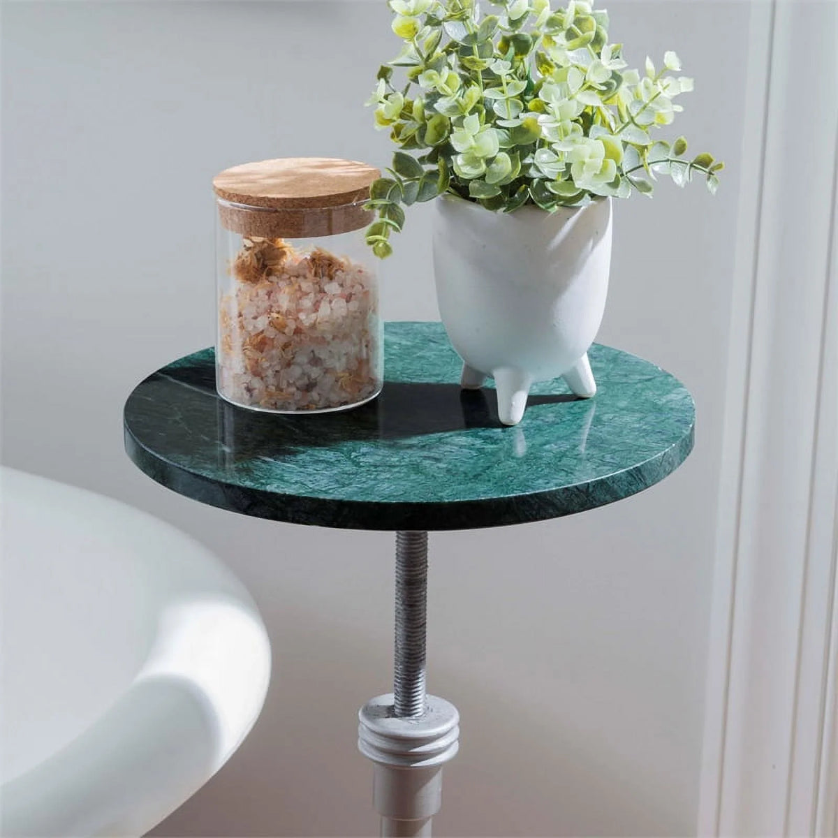 Adjustable Metal and Green Marble Accent Table O320030