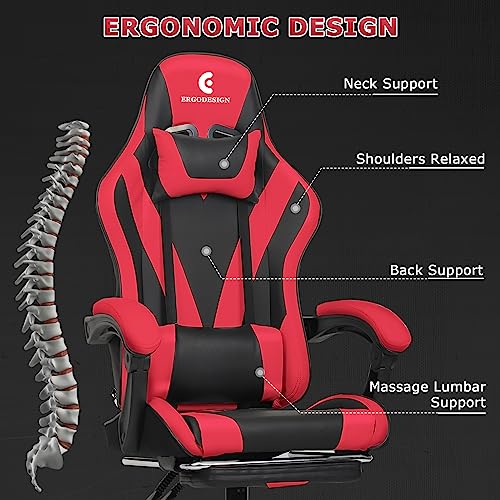 Black Gaming Chair with Footrest K376949