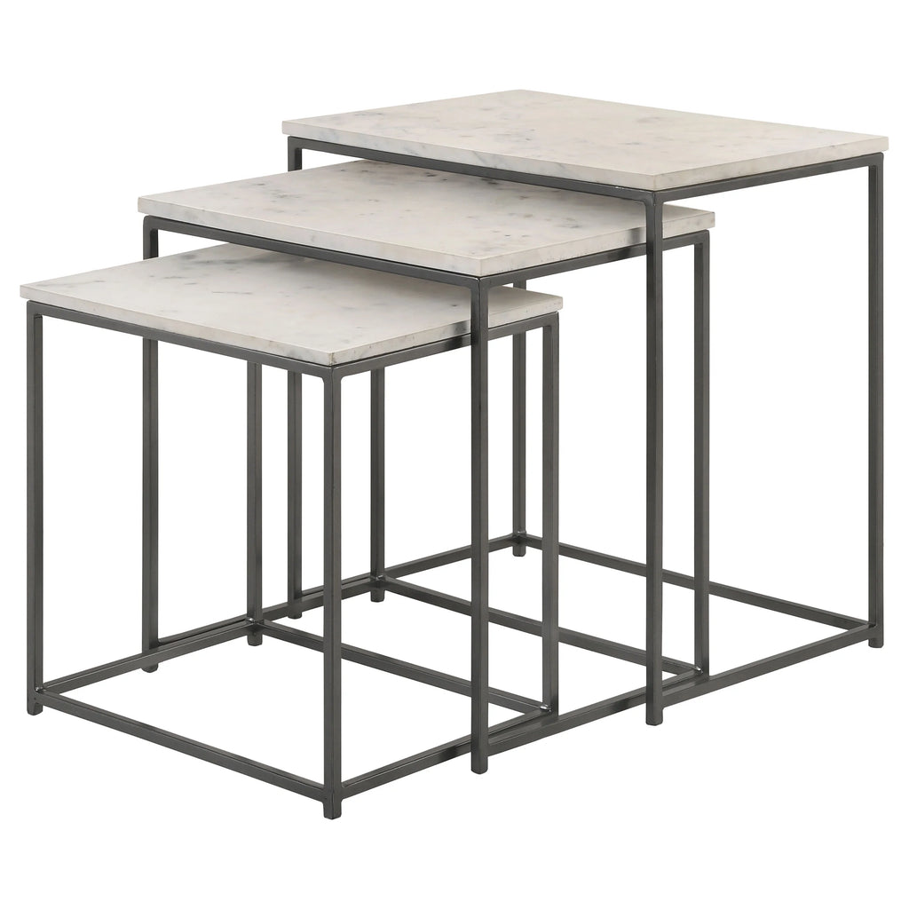 3-piece Nesting Table with Marble Top D715025