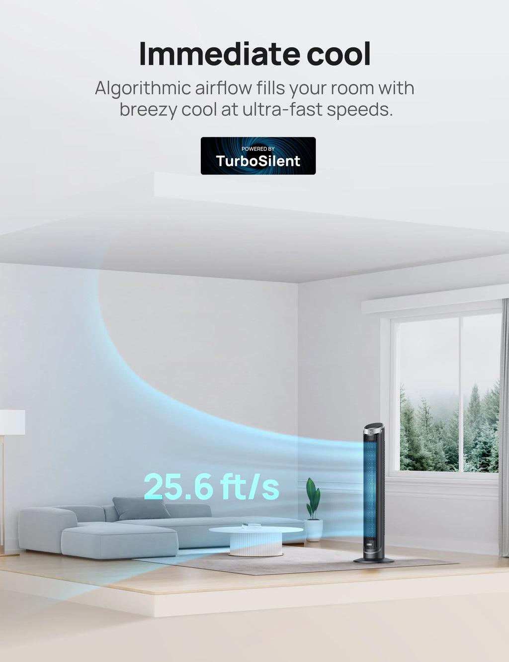 90° Oscillating Tower Fan with Remote, 4 Modes, 12H Timer, 40 Inch P8190