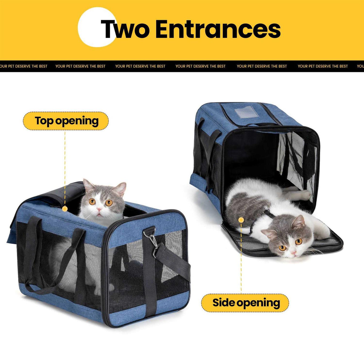 Soft-Sided Cat Carrier with Inner Safety Leash B8146
