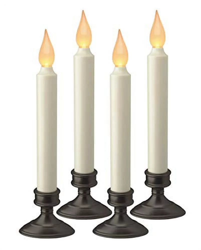Battery Operated LED Window Candle with Dusk to Dawn Light Sensor, Amber Flicker Flame, 4 Pack I53064