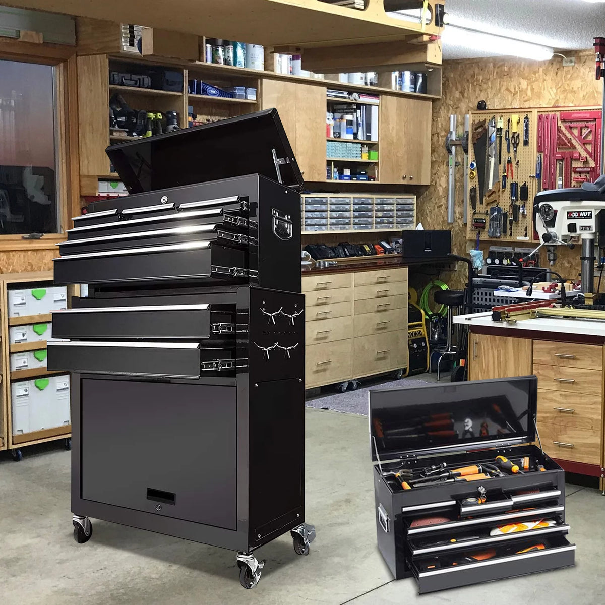 8 Drawer Black Tool Chest with Wheels Z30137