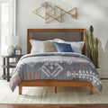 Upholstered Queen Platform Bed Grey Rustic Natural W876514