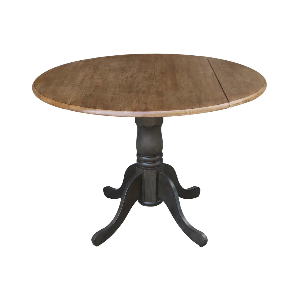 42" Round Solid Wood Dual Drop Leaf Pedestal Table S7761