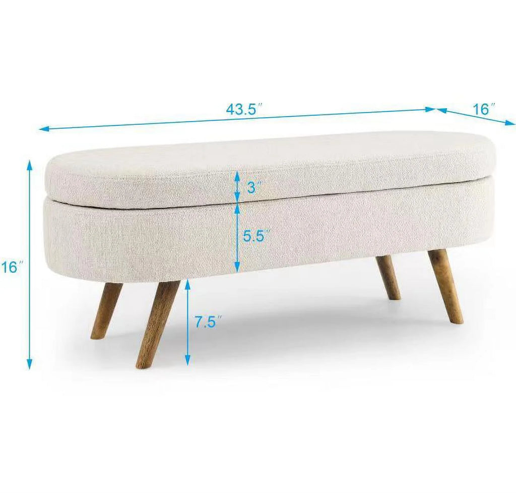Oval Storage Bench with Rubber Wood Legs H1680