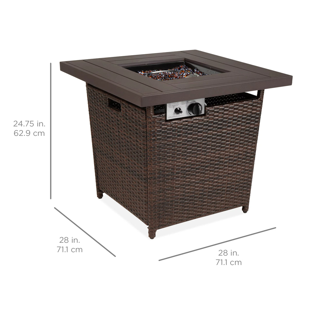 28in Propane Gas Fire Pit Table 50,000 BTU Outdoor Wicker M461