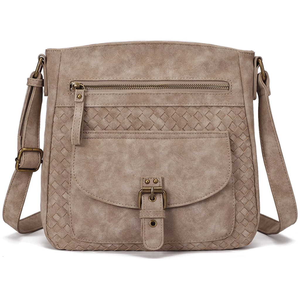 Large Straw Weaving PU Leather Crossbody Bag H637