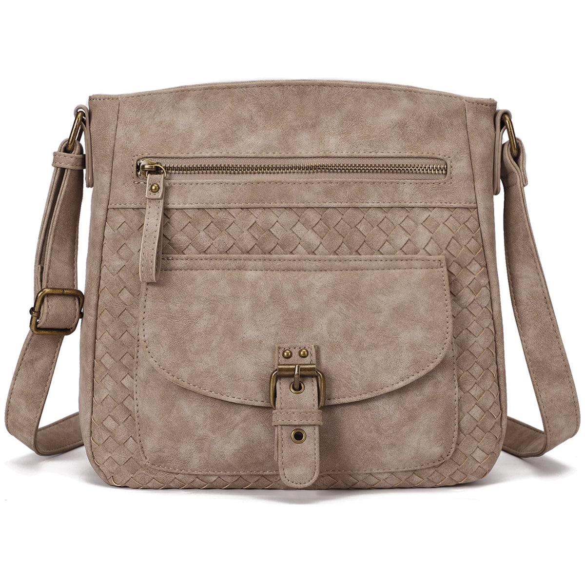 Large Straw Weaving PU Leather Crossbody Bag H637
