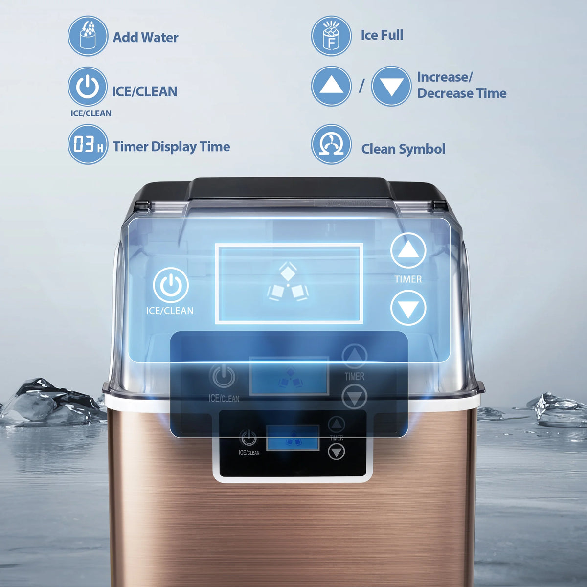 Nugget Ice Maker Countertop with Soft Chewable Pellet Ice, Self-Cleaning, 44lbs/24H, Black T407241