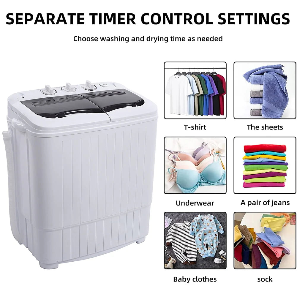 Portable Compact Semi Automatic Twin Tub Washing Machine 7.7lbs B528164