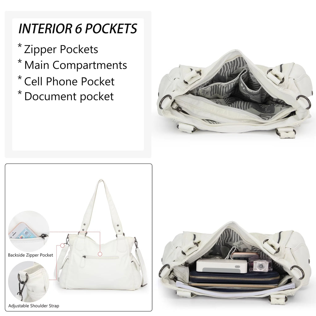 PU Top-Handle Hobo Tote Bag J627