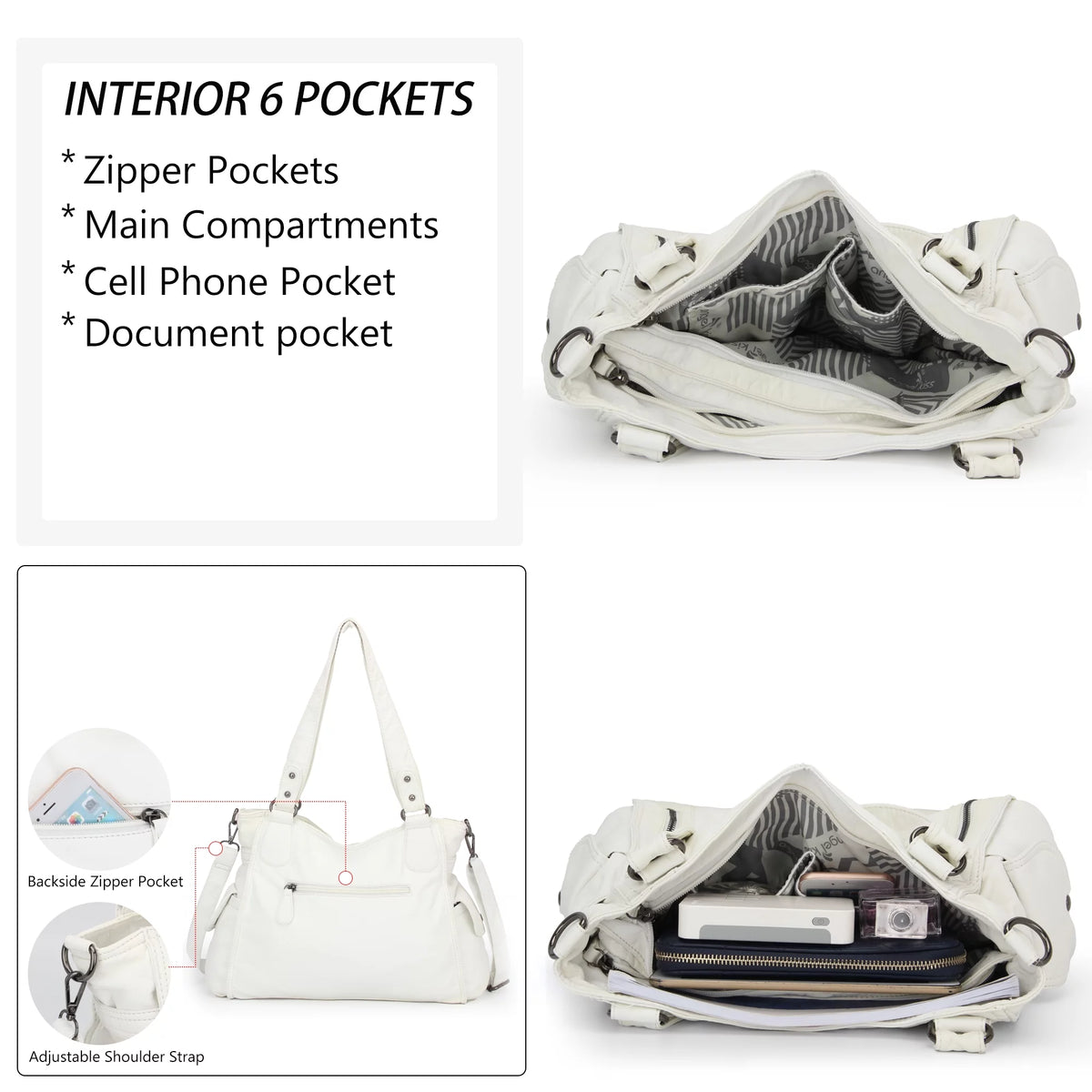 PU Top-Handle Hobo Tote Bag J627