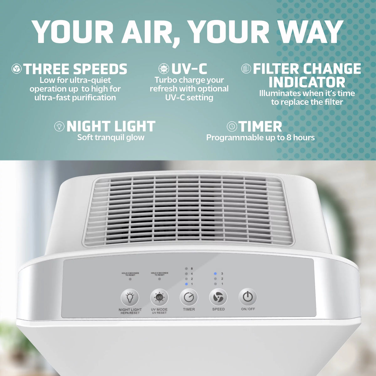 Air Purifier with HEPA Filter and UV-C C341