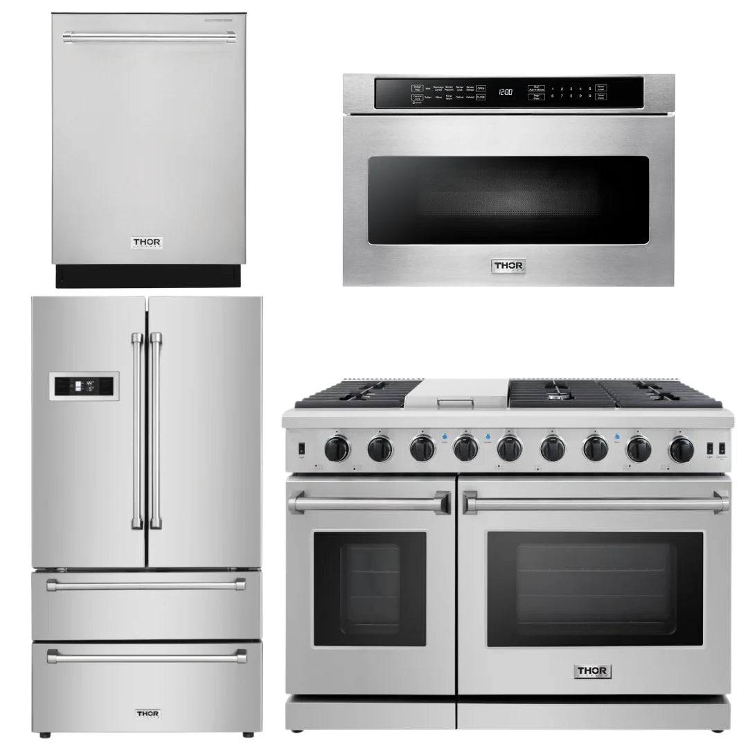 48 in. Gas Range, Dishwasher, Refrigerator, Microwave Drawer V567