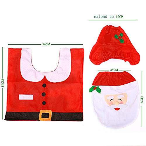 Christmas Toilet Seat Cover, Rugs, Tank Cover with Toilet Paper Box Cover N852389