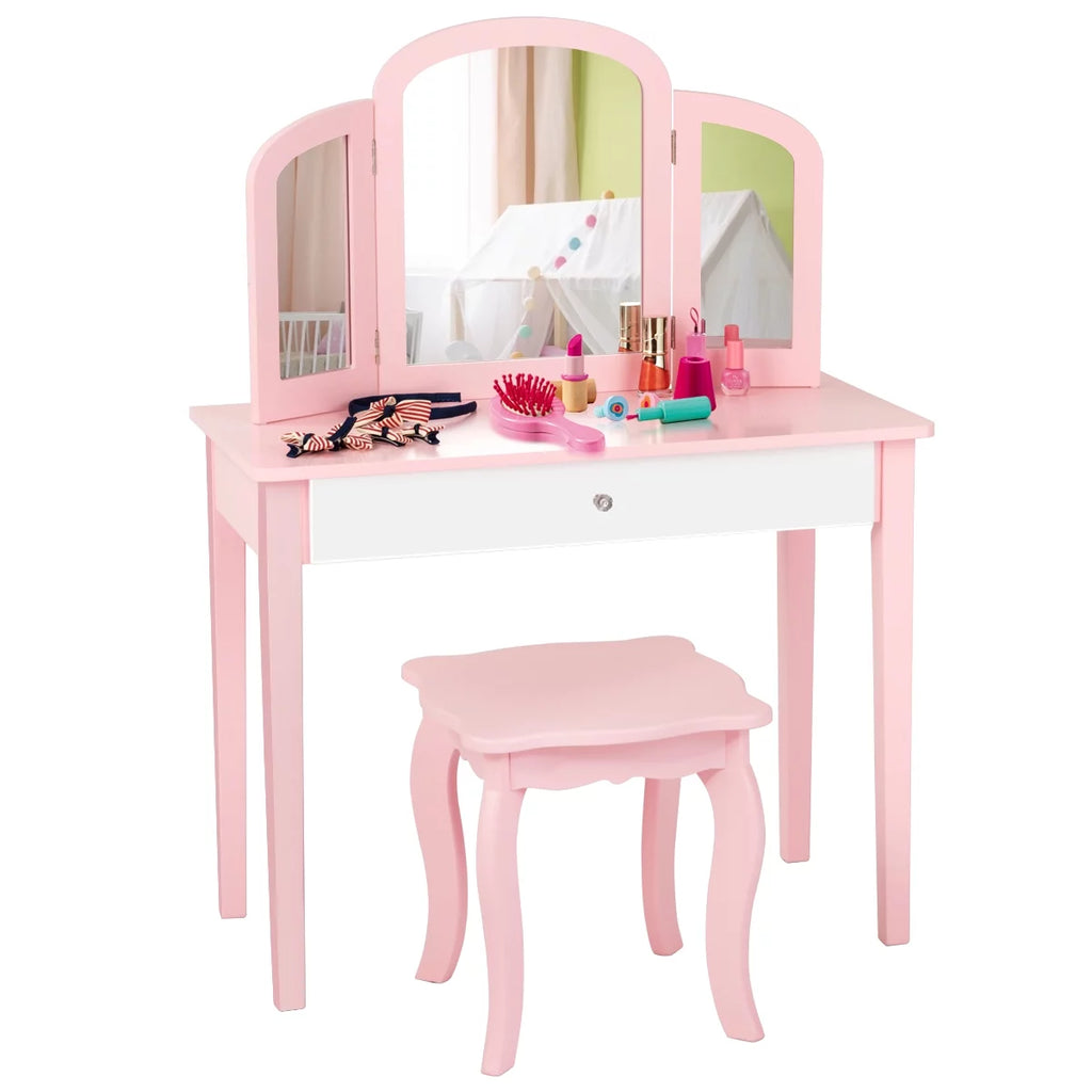 Kids Vanity Set with Mirror White W5271