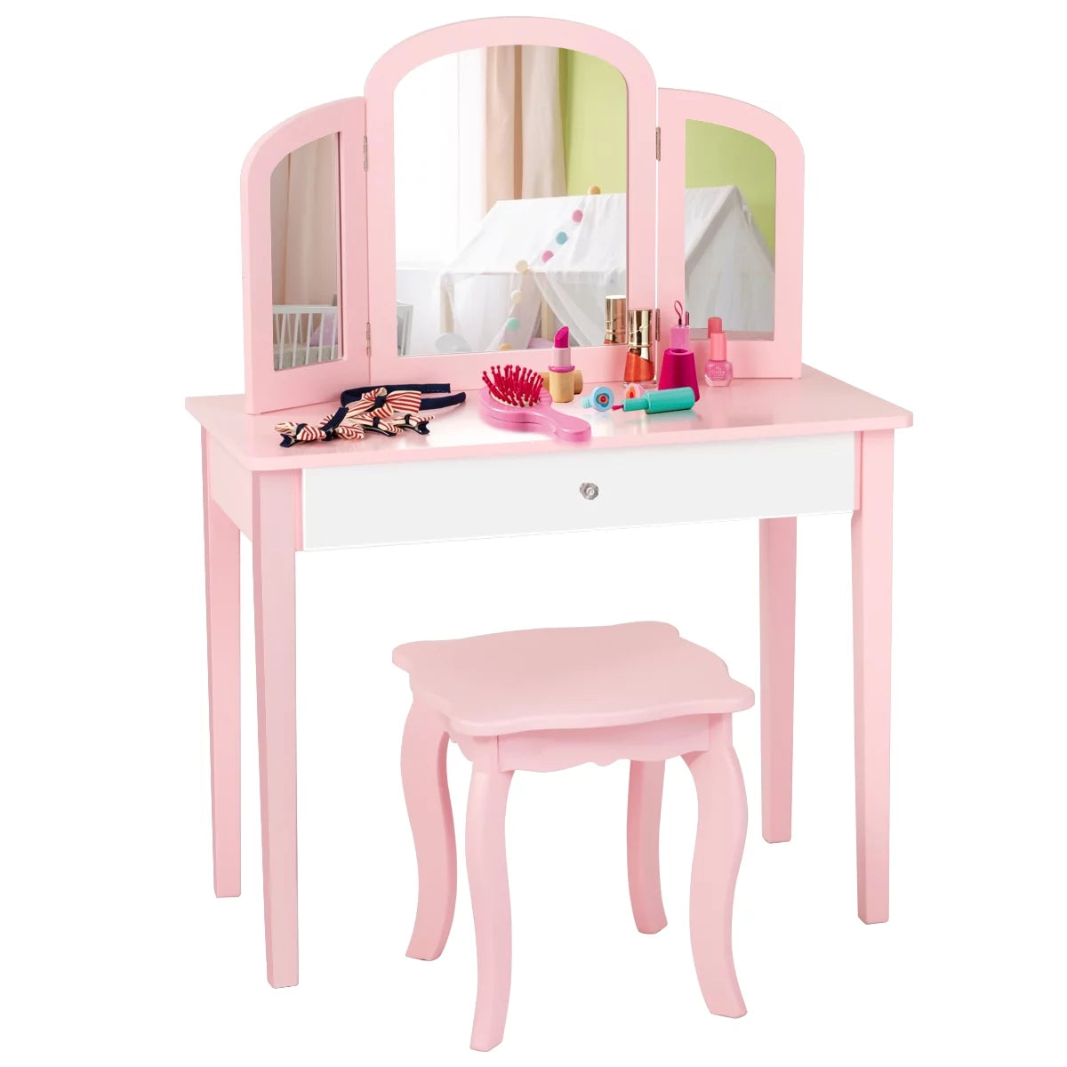 Kids Vanity Set with Mirror White W5271