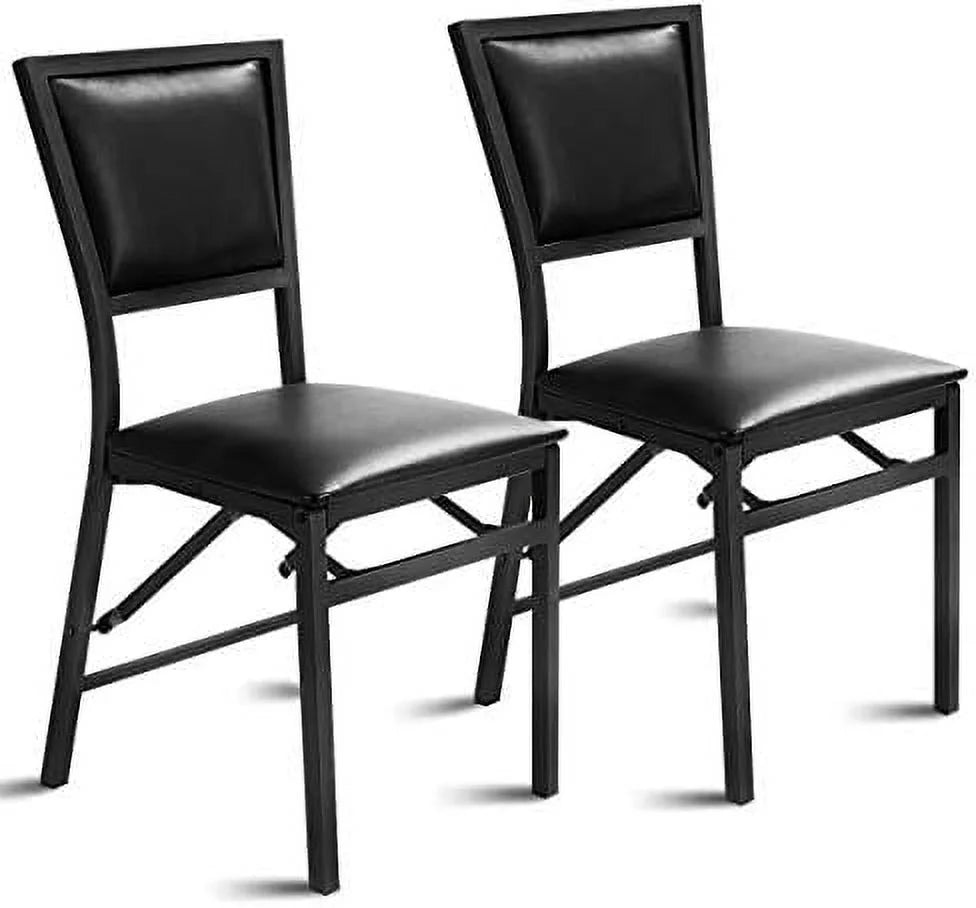 Folding Chairs Set of 4 Padded Metal Space Saving N735