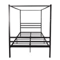 Black Queen Size Metal Canopy Bed with Headboard K7792