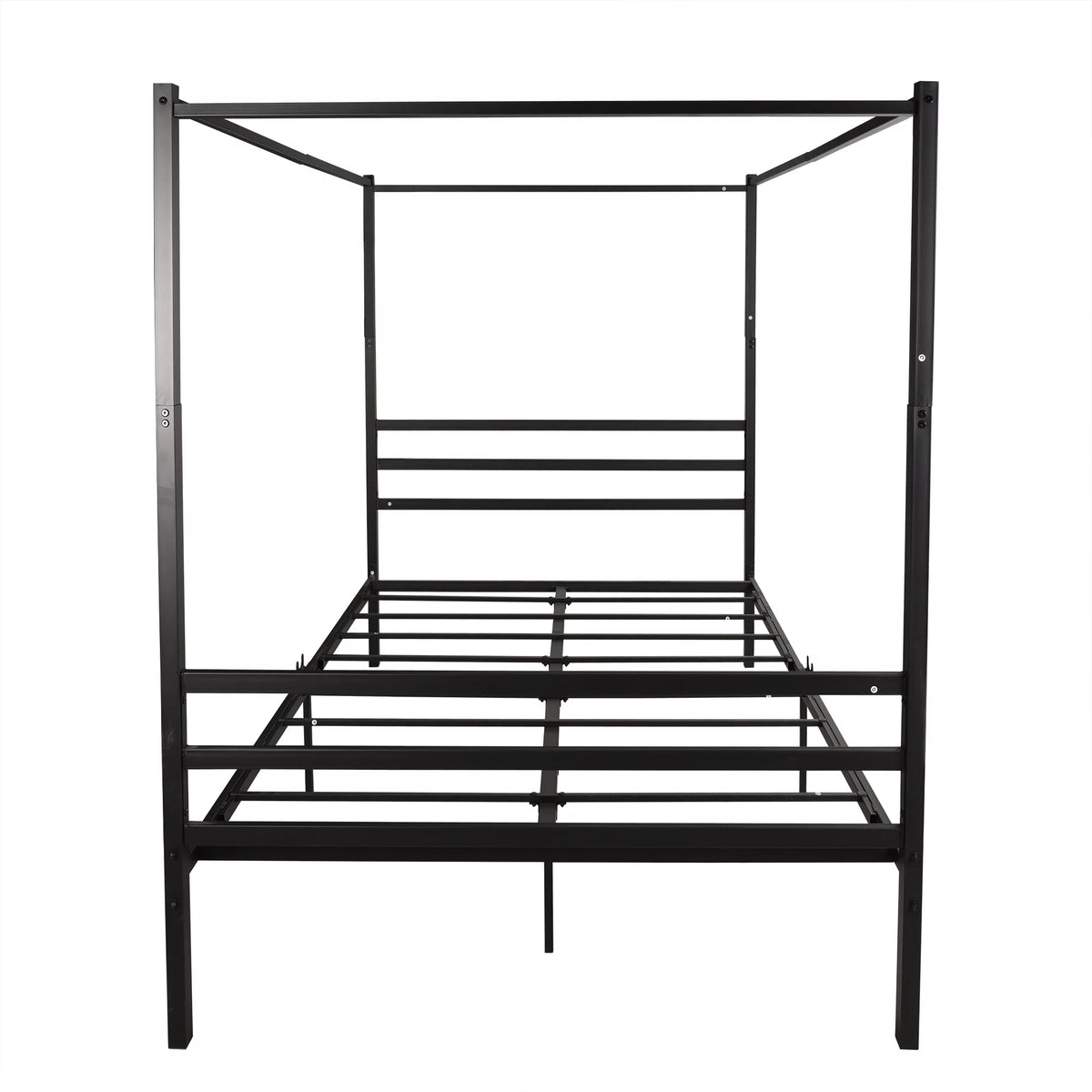 Black Queen Size Metal Canopy Bed with Headboard K7792