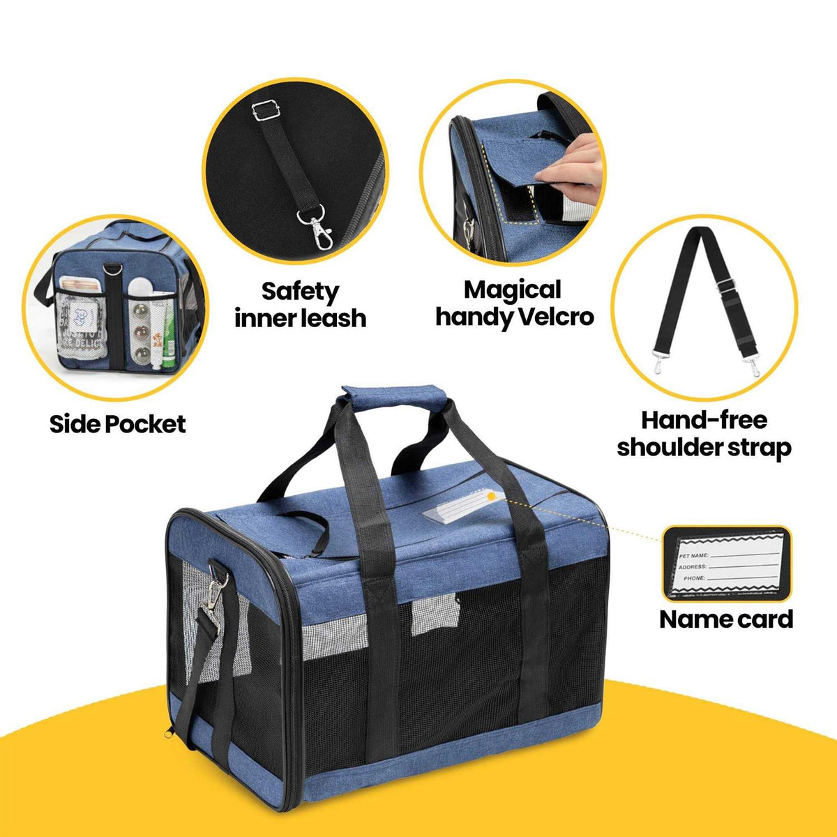 Soft-Sided Cat Carrier with Inner Safety Leash B8146