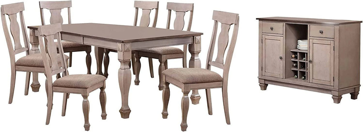 Brown 8 Piece Extendable Wood Dining Set P5440
