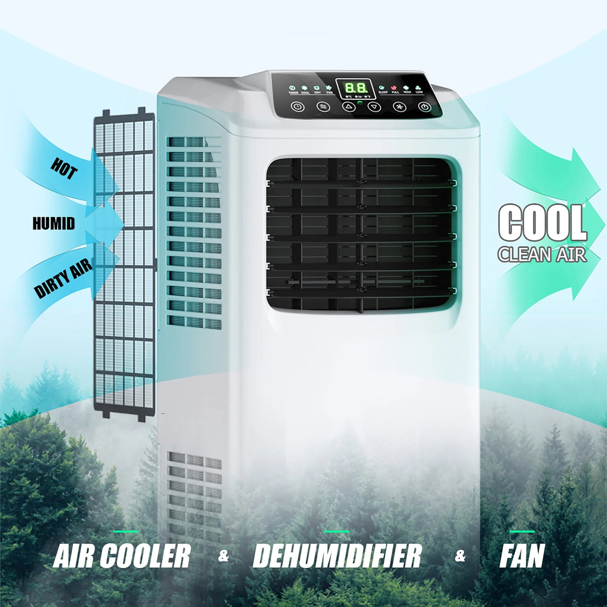 5500 BTU 3-in-1 Portable Air Conditioner with Dehumidifier and Window Kit B45461