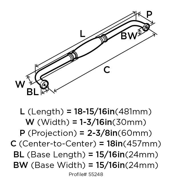 18" Center To Center Appliance Pull Q58868
