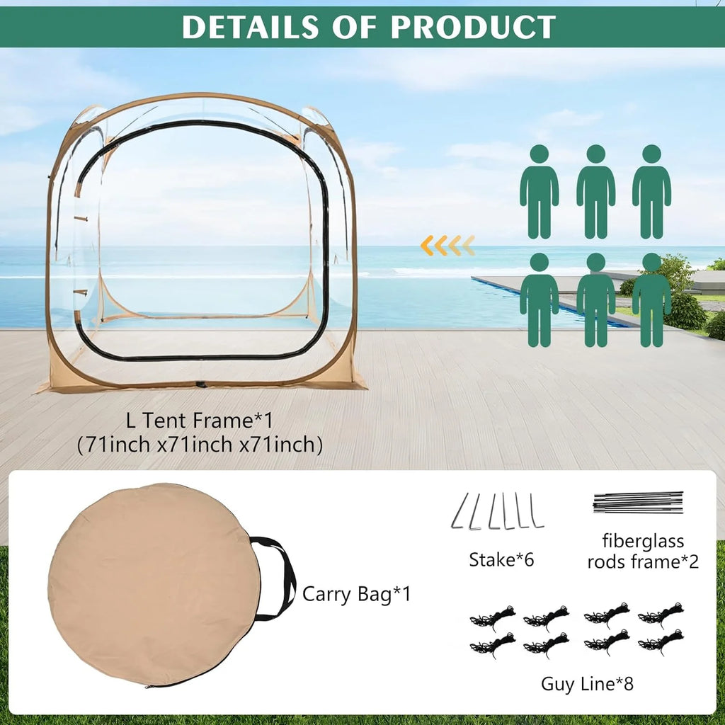 Pop-Up Tent with Removable Top Cover and Mesh Windows G887