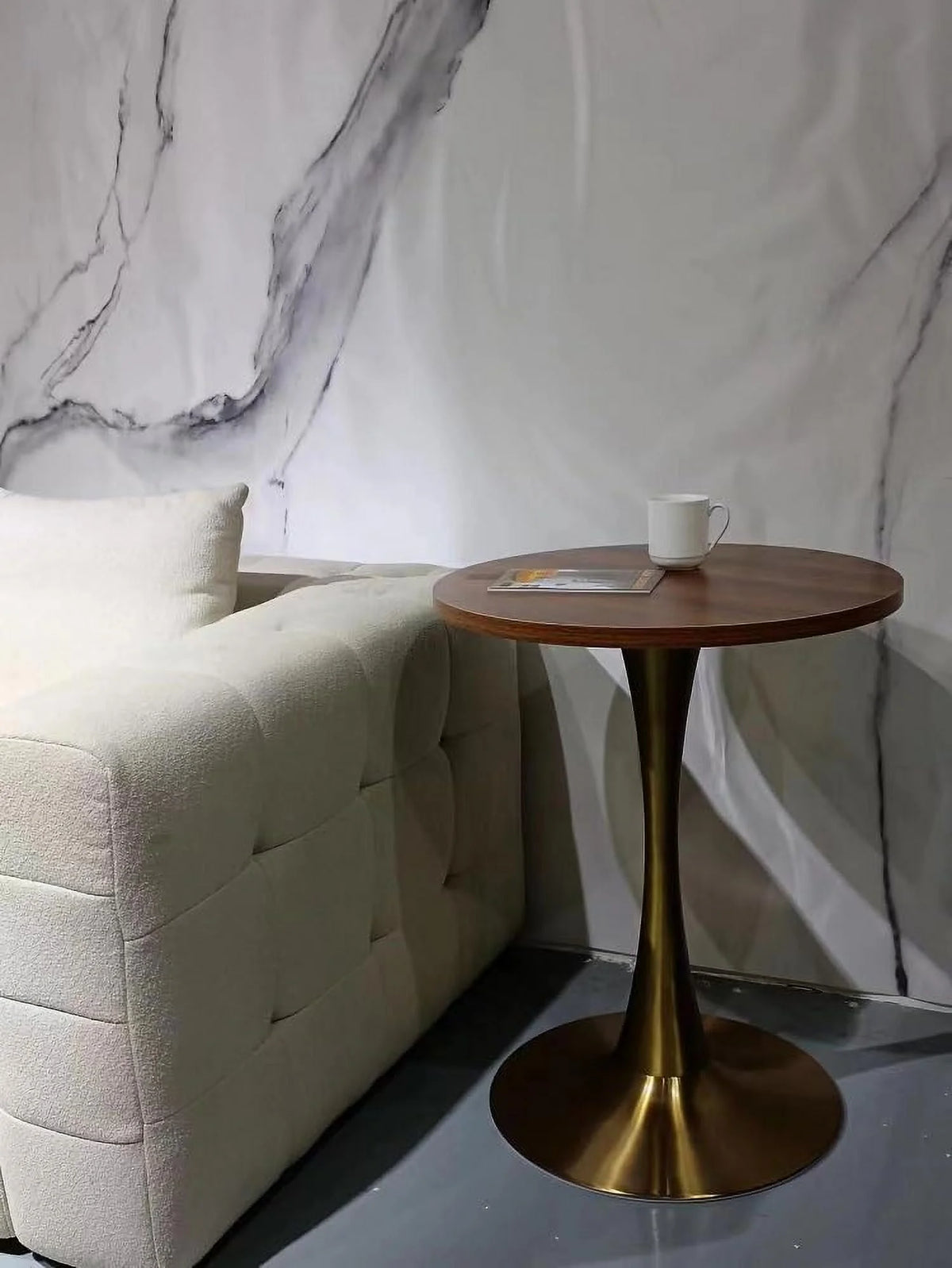 Round Gold Coffee Table Dining Table Side Table for Small Space W73003