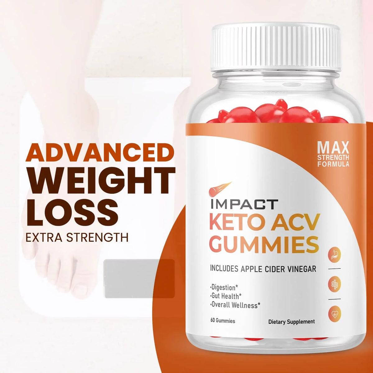 60 Gummies Keto ACV Dietary Supplement Y428