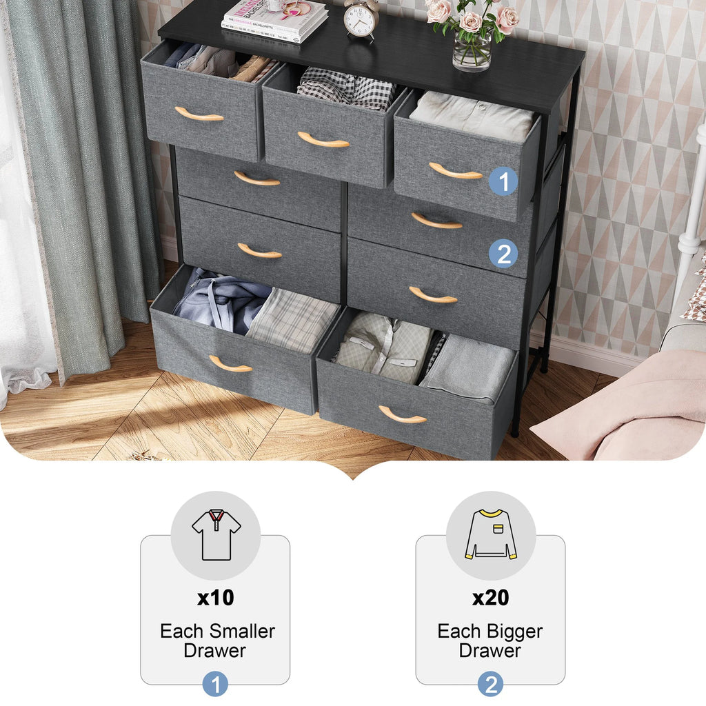 Gray 9 Drawer Dresser Storage Tower T2534
