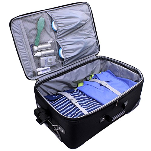 Blue 3-Piece Set Lightweight Expandable Softside Rolling Luggage J5801