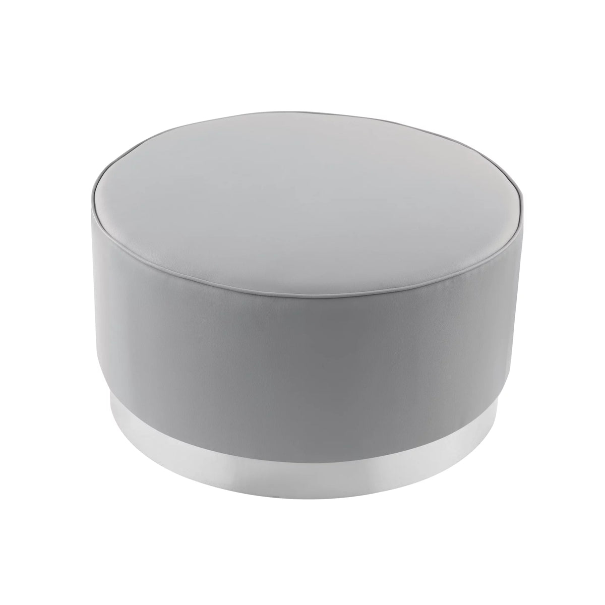Leather or Velvet Cocktail Ottoman with Chrome or Gold Trim Base Y627
