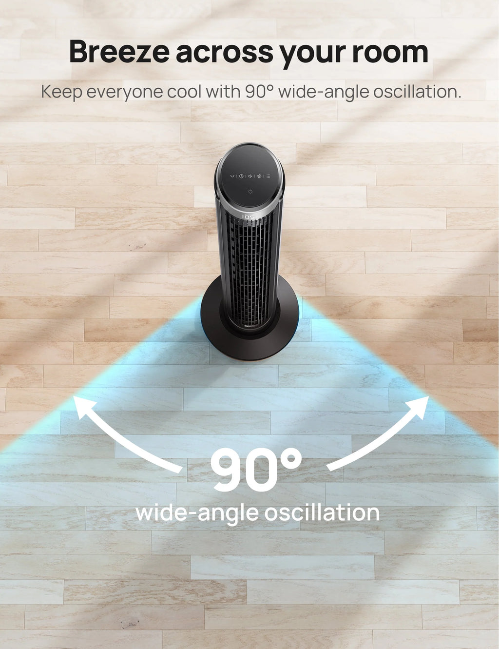 90° Oscillating Tower Fan with Remote, 4 Modes, 12H Timer, 40 Inch P8190