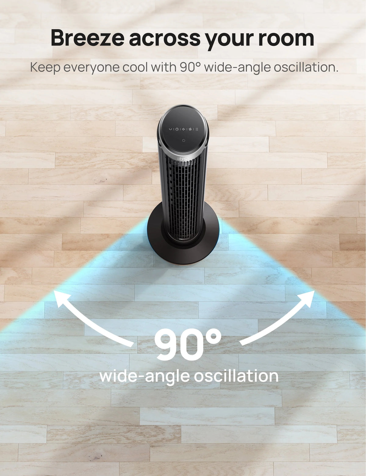 90° Oscillating Tower Fan with Remote, 4 Modes, 12H Timer, 40 Inch P8190