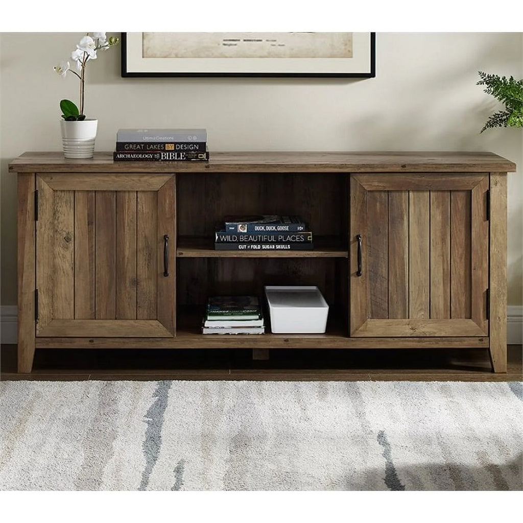 2 Piece Set with 58" TV Stand and Bookcase in Rustic Oak V122677