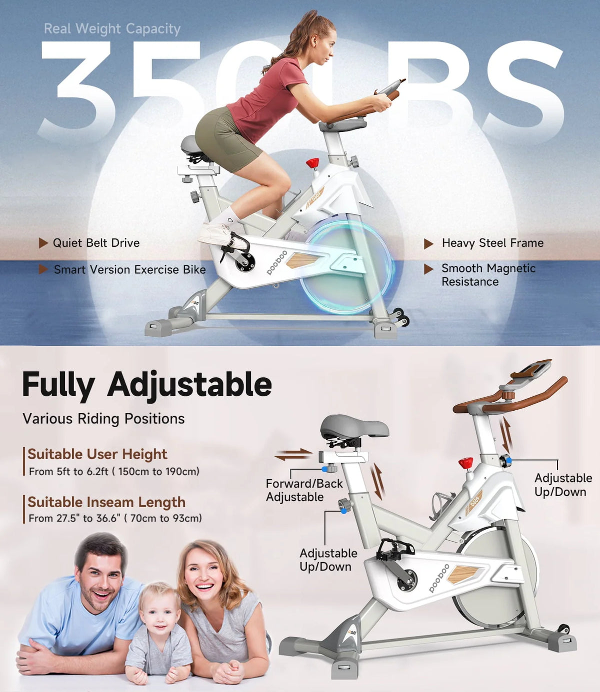Magnetic Stationary Indoor Cycling Exercise Bike 350 Lb J68952