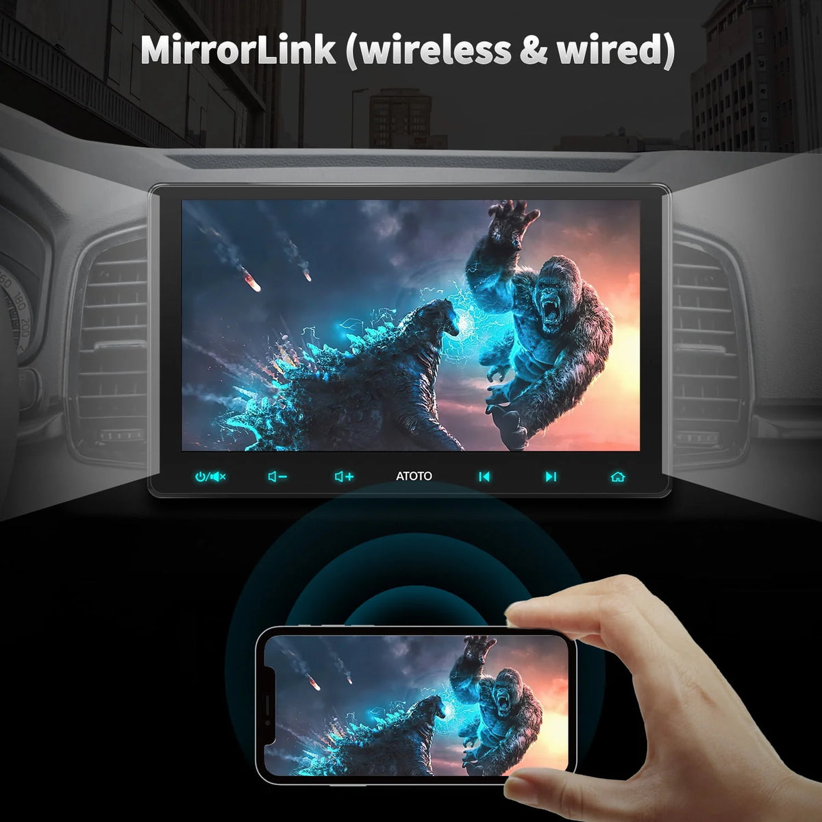 10.1 inch QLED Double Din Car Stereo with Wireless Apple Carplay & Wireless Android Auto G8866