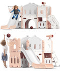 8 in 1 Toddler Slide with Climber and Basketball Hoop J19698