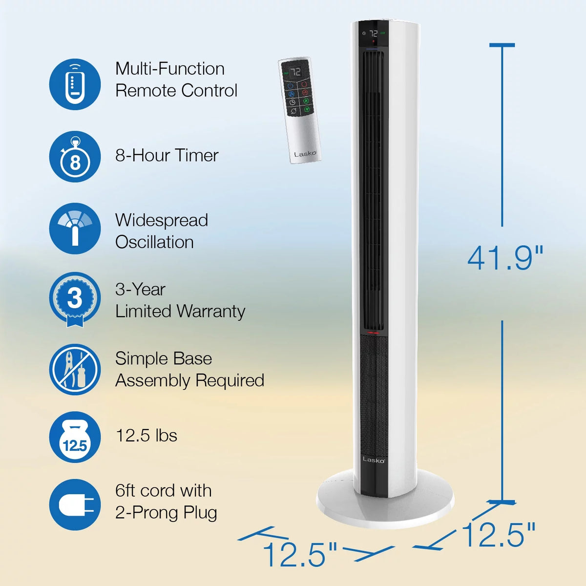 1500W Tower Fan & Space Heater with Timer and Remote, White I691440