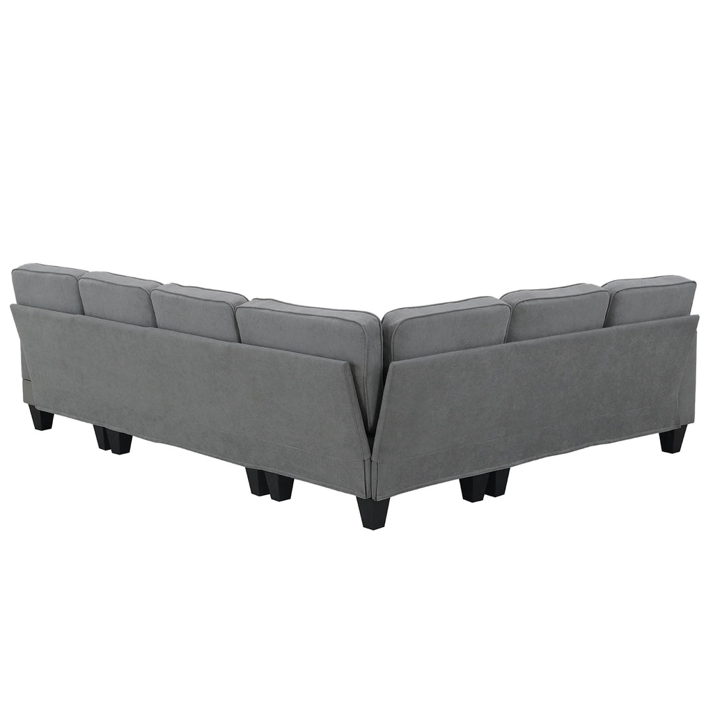 Dark Gray 7 Seat U Shape Sectional Sofa with 3 Pillows E75906