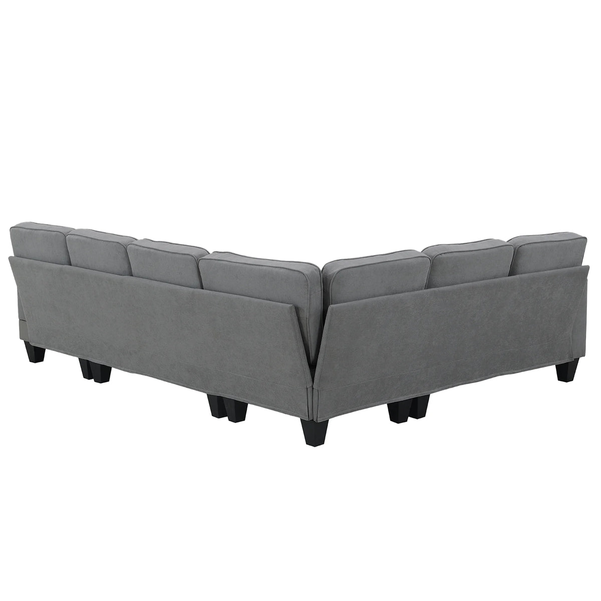 Dark Gray 7 Seat U Shape Sectional Sofa with 3 Pillows E75906