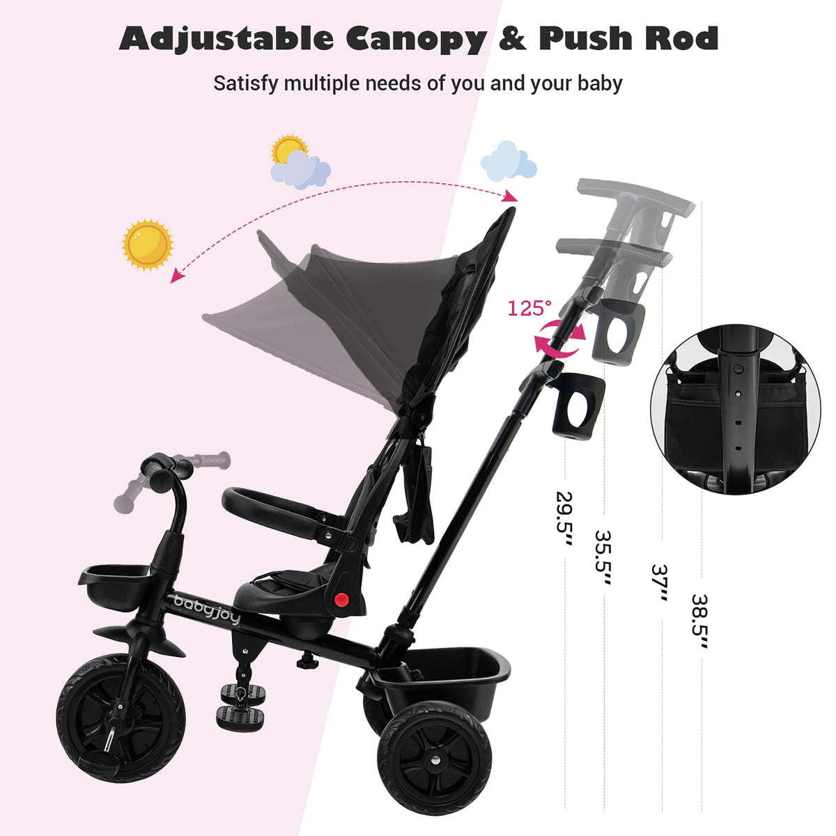 4-in-1 Toddler Tricycle with Adjustable Push Handle C466011