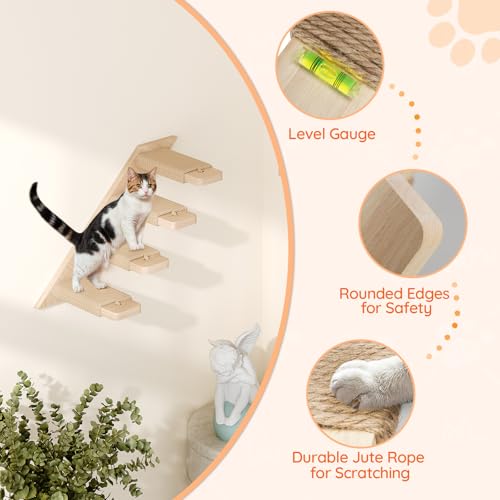 Wood Wall Mounted Cat Wall Shelves Set of 2 X837