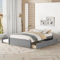Beige Queen Size Upholstered Platform Bed Frame with Wooden Slats X91000