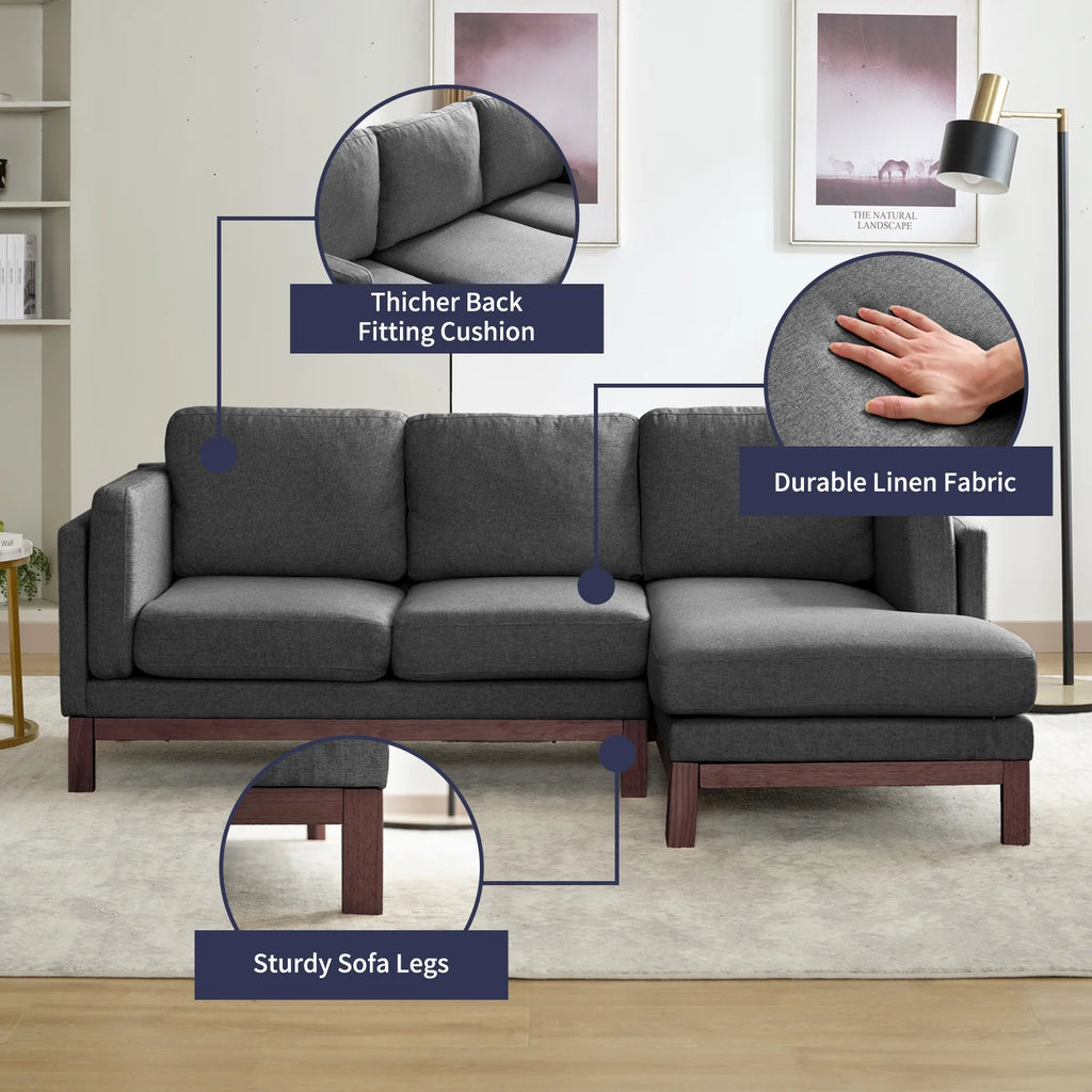 Dark Grey L-Shaped Sectional Sofa with Chaise Lounge M392