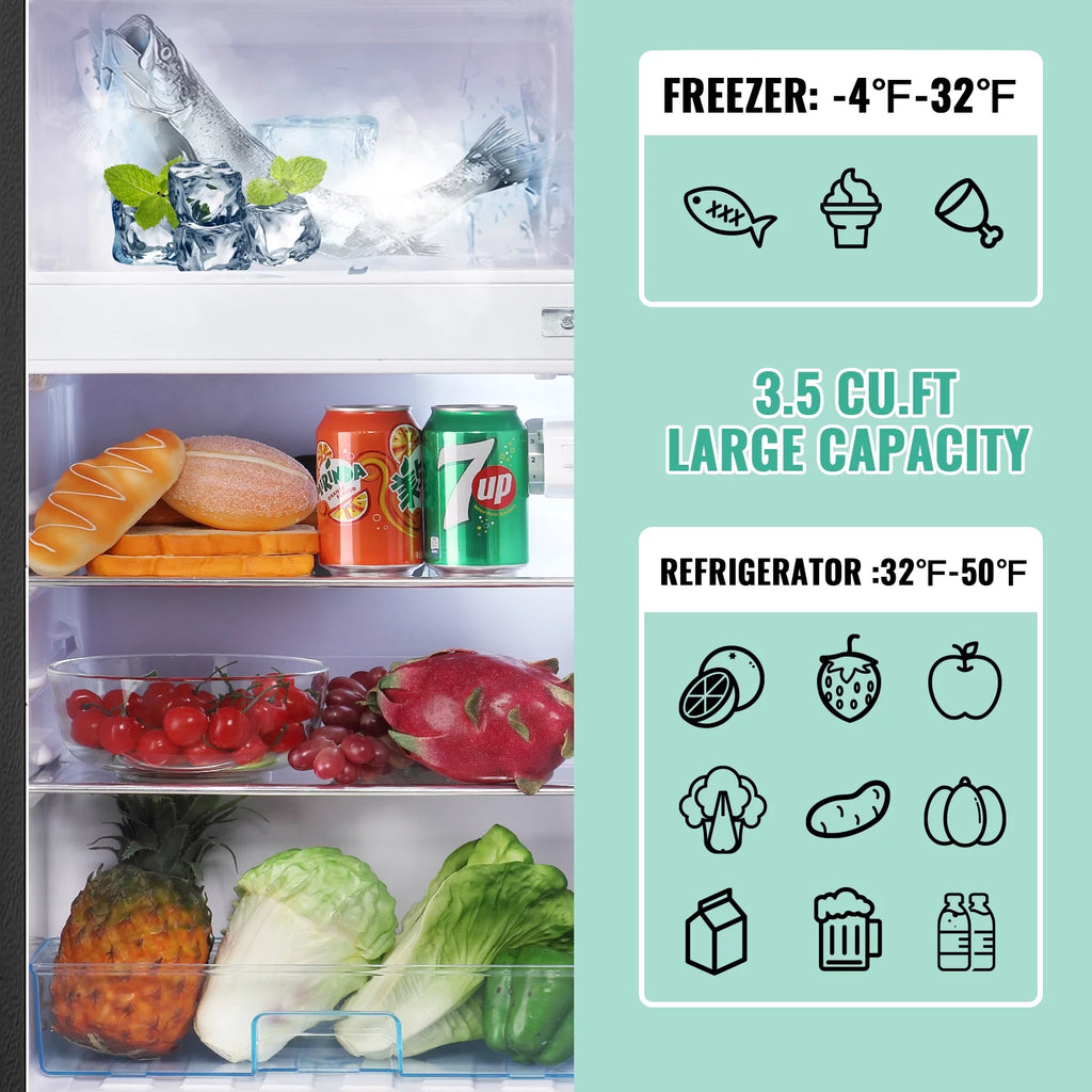 Mini Refrigerator Dual Door Fridge with Handle A4020